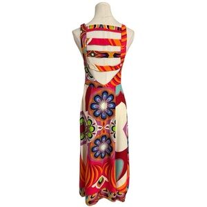 FARM Rio Colorful Floral Midi Dress Size S Sleeveless Vacation Resort-wear Party